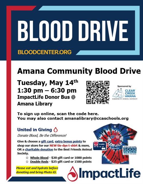 Amana blood drive flyer